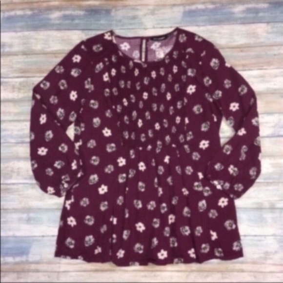 NWT Blu Pepper Burgundy Floral Blouse - Picture 2 of 5